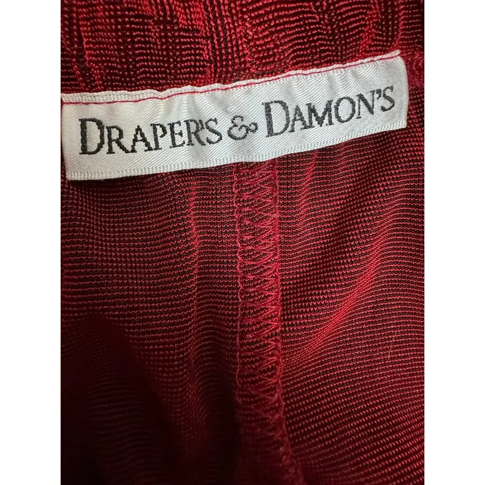 Y2K Draper’s & Damon’s Red Burnout Floral Midi Skirt Petite Large